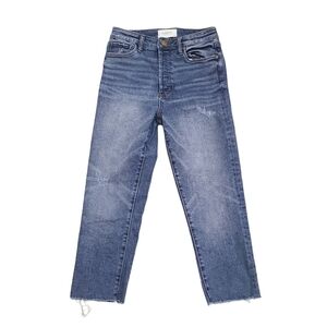 Evereve Women's the ever straight jeans high rise fit size 25 crop distressed